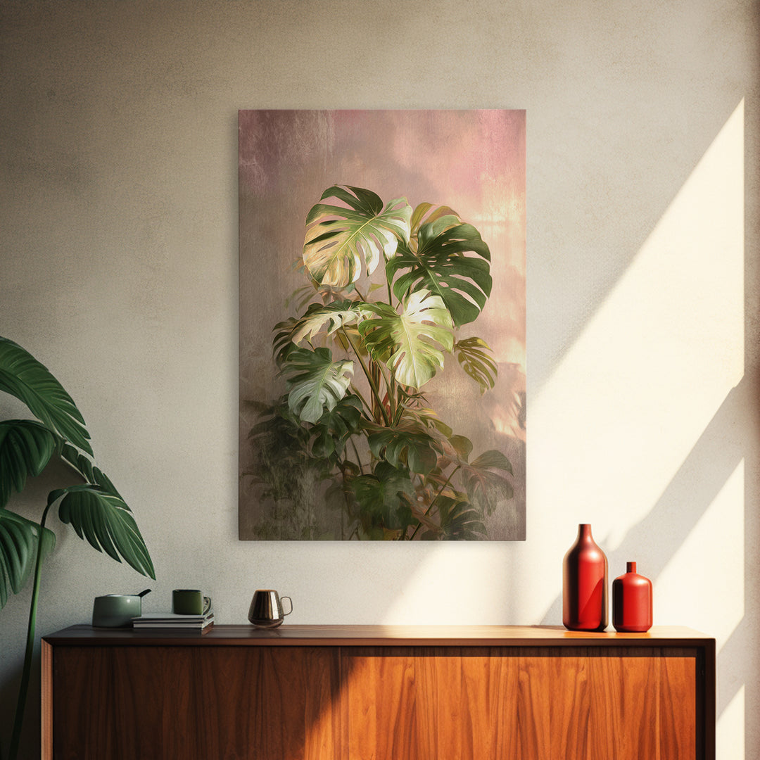Lush Monstera Leaves Canvas Print, Tropical Art, Beach Decor, Living Room Decor, Oil Painting, Tropic, Fine Art Print, TRO-2x3-57