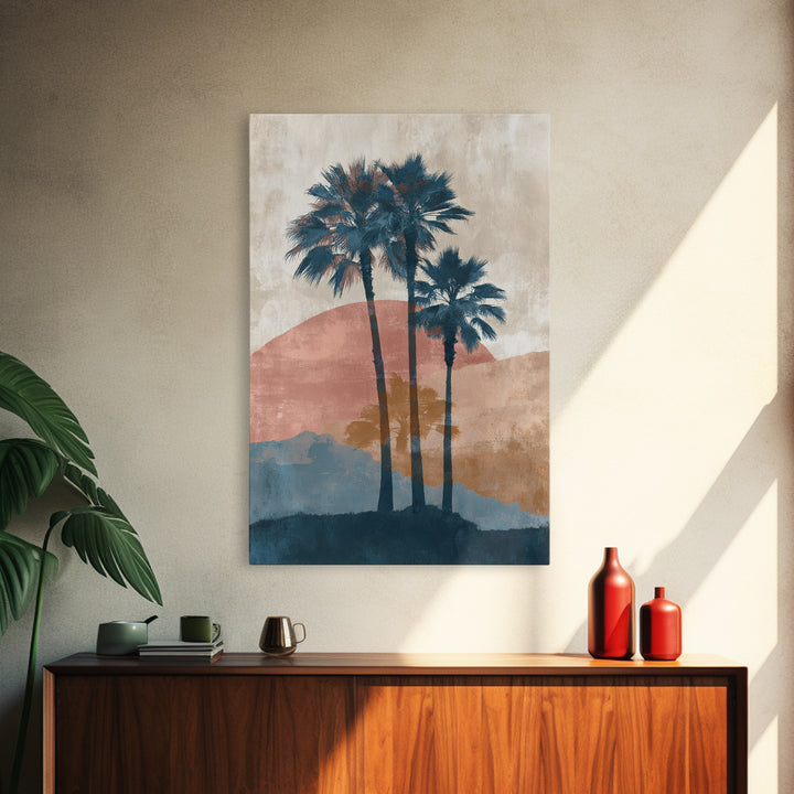 Palm Tree Silhouettes Framed Canvas Print, Tropical Art, Wall Art Prints, Living Room Decor, Fine Art, Tropic, Beach Wall Art, TRO-2x3-60