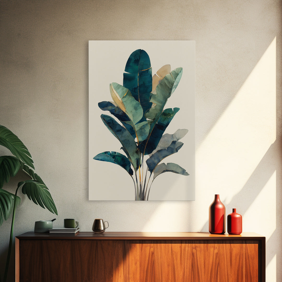 Banana Leaves Layered Canvas Print, Tropical Art, Coastal Wall Art, Living Room Decor, Fine Art, Tropic, Beach Prints, TRO-2x3-65