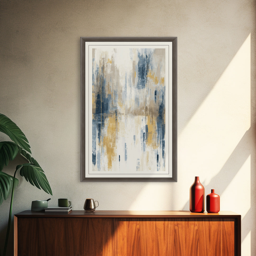 Jungle Waterfall with Misty Light Framed Canvas Print, Tropical Art, Abstract Painting, Living Room Decor, Fine Art, Tropic, TRO-2x3-69