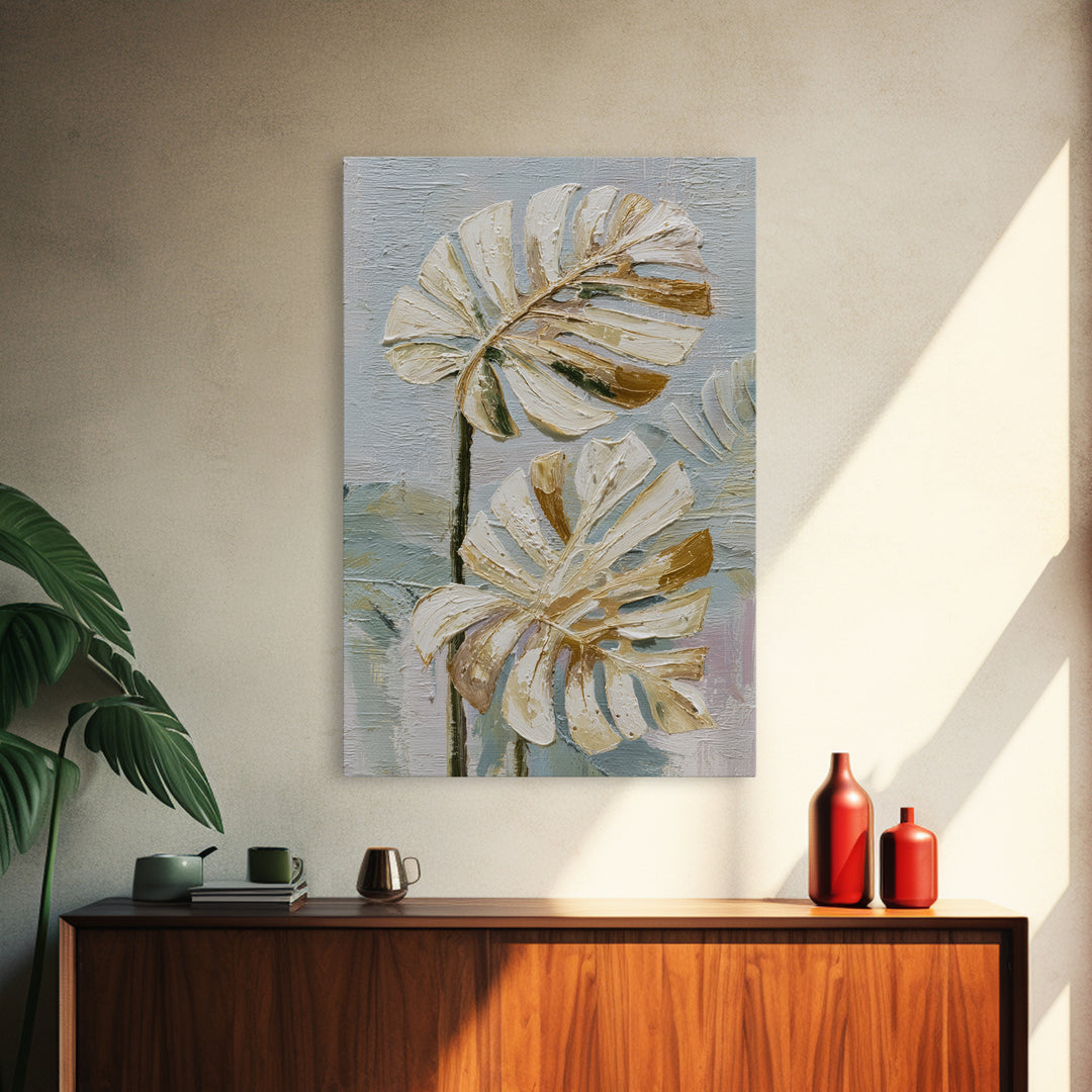 Lush Monstera Leaves Canvas Print, Tropical Art, Beach Decor, Living Room Decor, Oil Painting, Tropic, Fine Art Print, TRO-2x3-81
