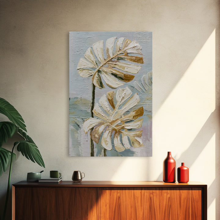 Lush Monstera Leaves Canvas Print, Tropical Art, Beach Decor, Living Room Decor, Oil Painting, Tropic, Fine Art Print, TRO-2x3-81