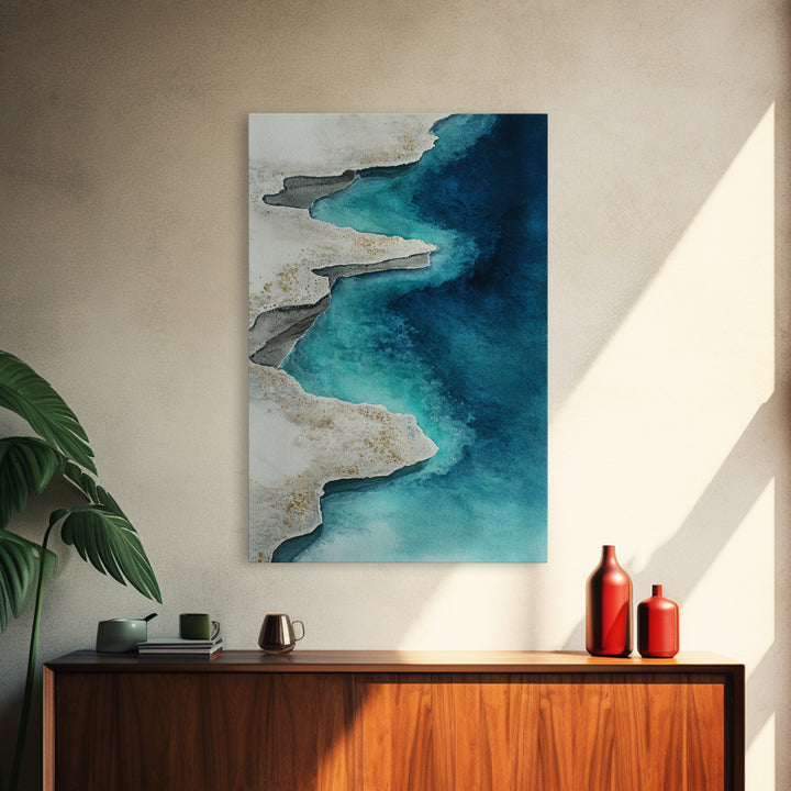 Tropical Lagoon with Turquoise Water Framed Canvas Print, Tropical Art, Gallery Wall Art, Living Room Decor, Fine Art, Tropic, TRO-2x3-87