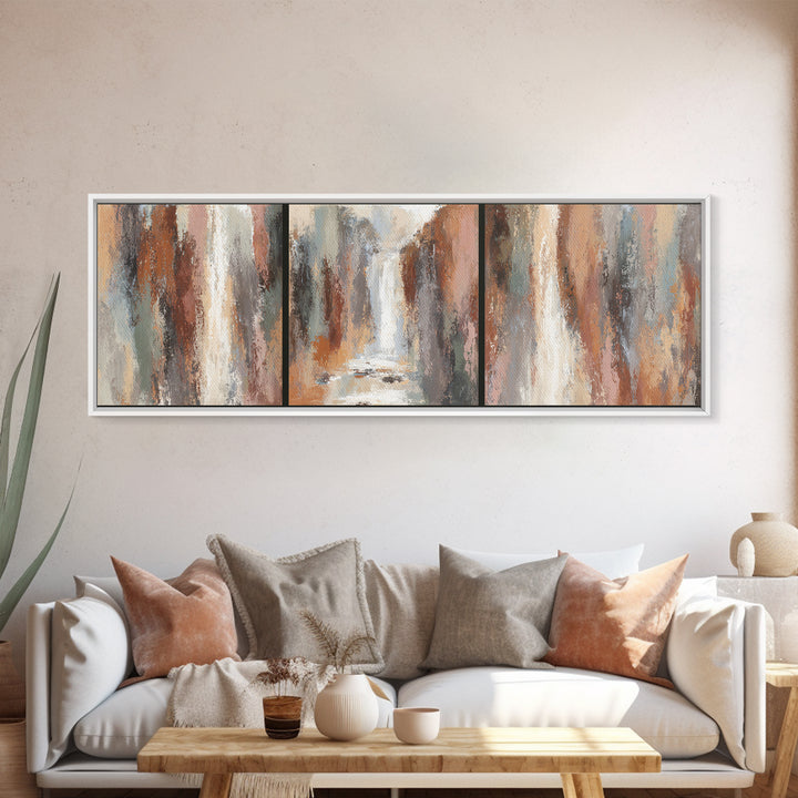 Jungle Waterfall with Misty Light Canvas Print, Tropical Art, Beach Decor, Living Room Decor, Oil Painting, Tropic, TRO-3x1-29