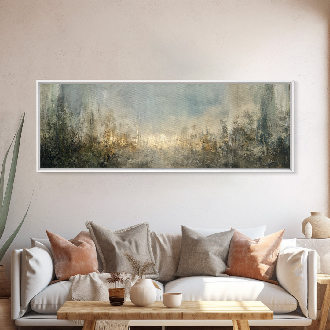 Jungle Waterfall with Misty Light Framed Canvas Print, Tropical Art, Gallery Wall Art, Living Room Decor, Fine Art, Tropic, TRO-3x1-53