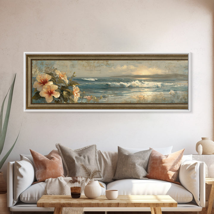 Sunset Surf Scene Canvas Print, Tropical Art, Boho Decor, Living Room Decor, Oil Painting, Tropic, Art Print, Digital Art, TRO-3x1-62