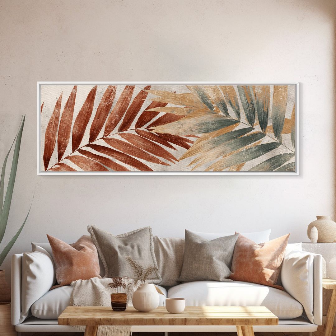 Rain Soaked Palm Leaf Closeup Canvas Print, Tropical Art, Botanical Art, Living Room Decor, Watercolor Art, Tropic, TRO-3x1-85