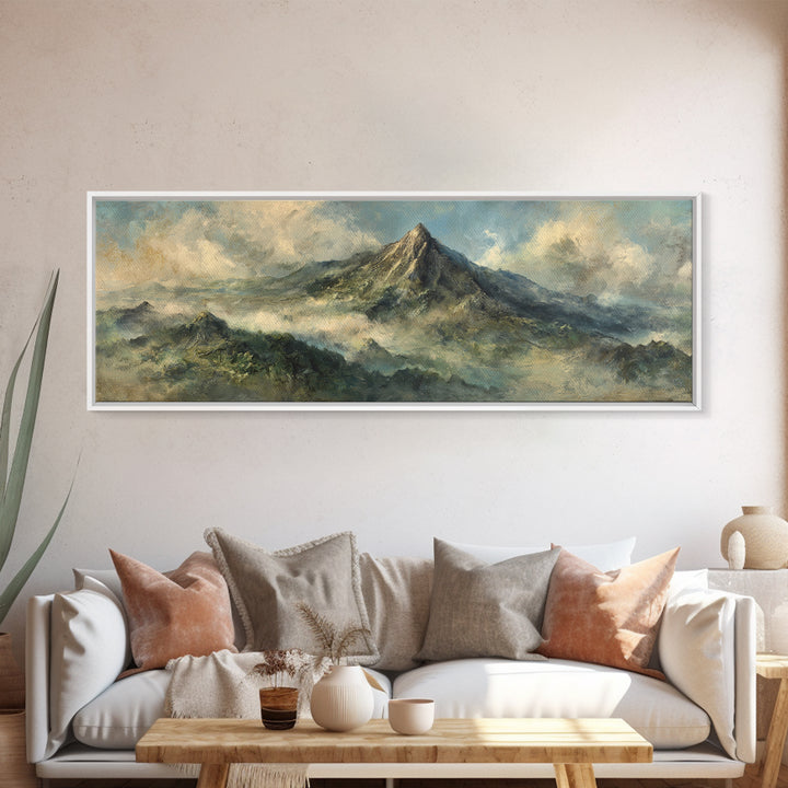 Island Volcano with Lush Foreground Framed Canvas Print, Tropical Art, Set of 3 Prints, Living Room Decor, Fine Art, Tropic, TRO-3x1-9