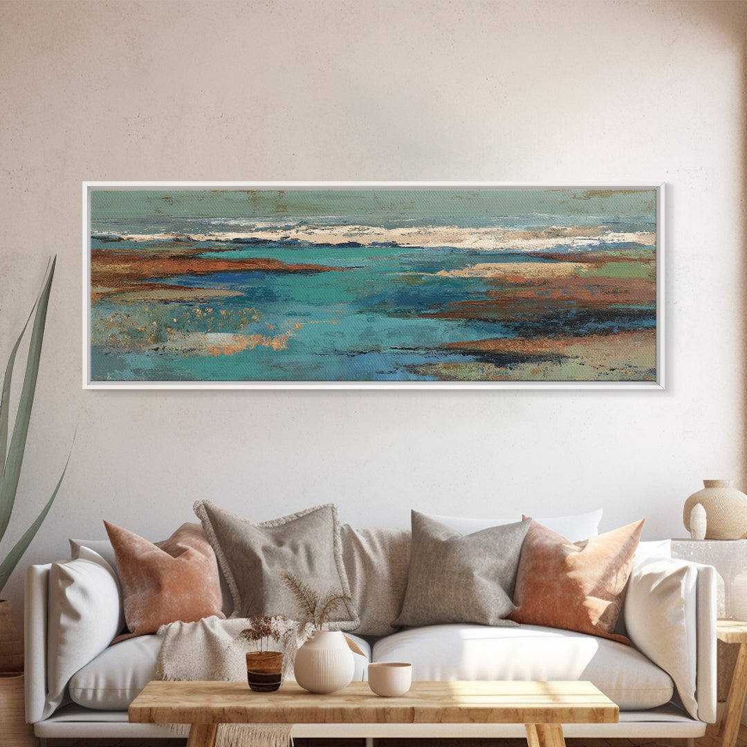 Tropical Lagoon with Turquoise Water Canvas Print, Tropical Art, Digital Art, Living Room Decor, Oil Painting, Tropic, TRO-3x1-95