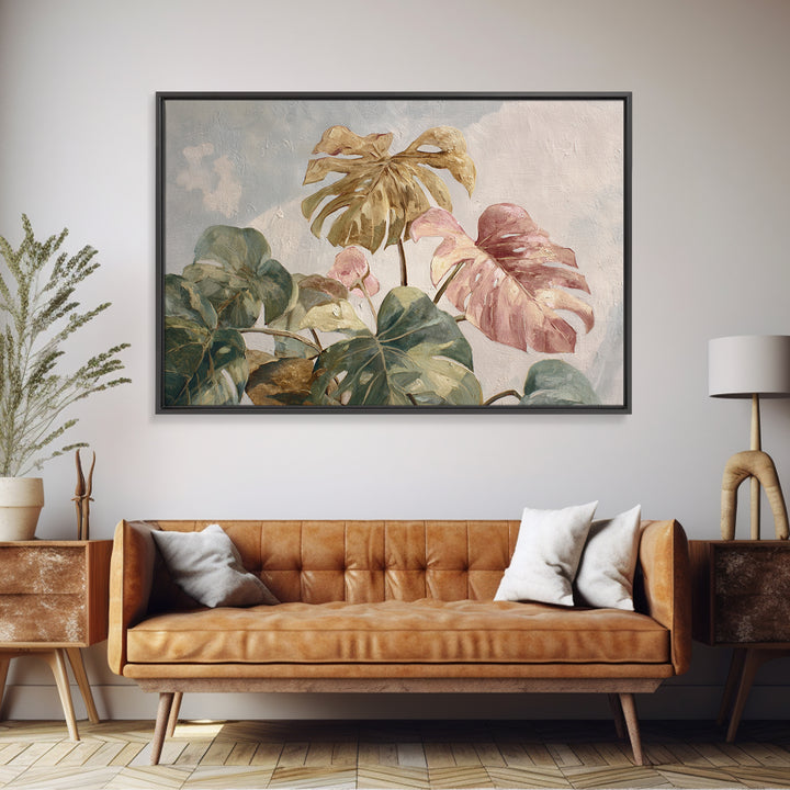 Lush Monstera Leaves Canvas Print, Tropical Art, Modern Decor, Living Room Decor, Fine Art, Tropic, Wall Decor, Digital Prints, TRO-3x2-29
