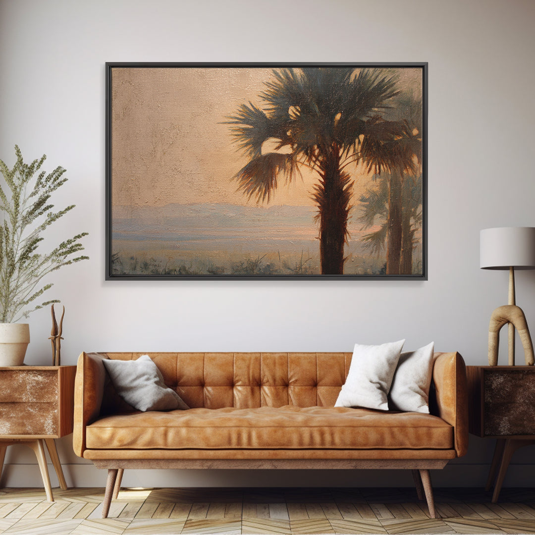Palm Tree Silhouettes Canvas Print, Tropical Art, Gallery Wall Art, Living Room Decor, Fine Art, Tropic, Textured Painting, TRO-3x2-32