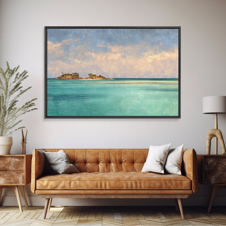 Tropical Lagoon with Turquoise Water Framed Canvas Print, Tropical Art, Room Decor, Living Room Decor, Fine Art, Tropic, TRO-3x2-35