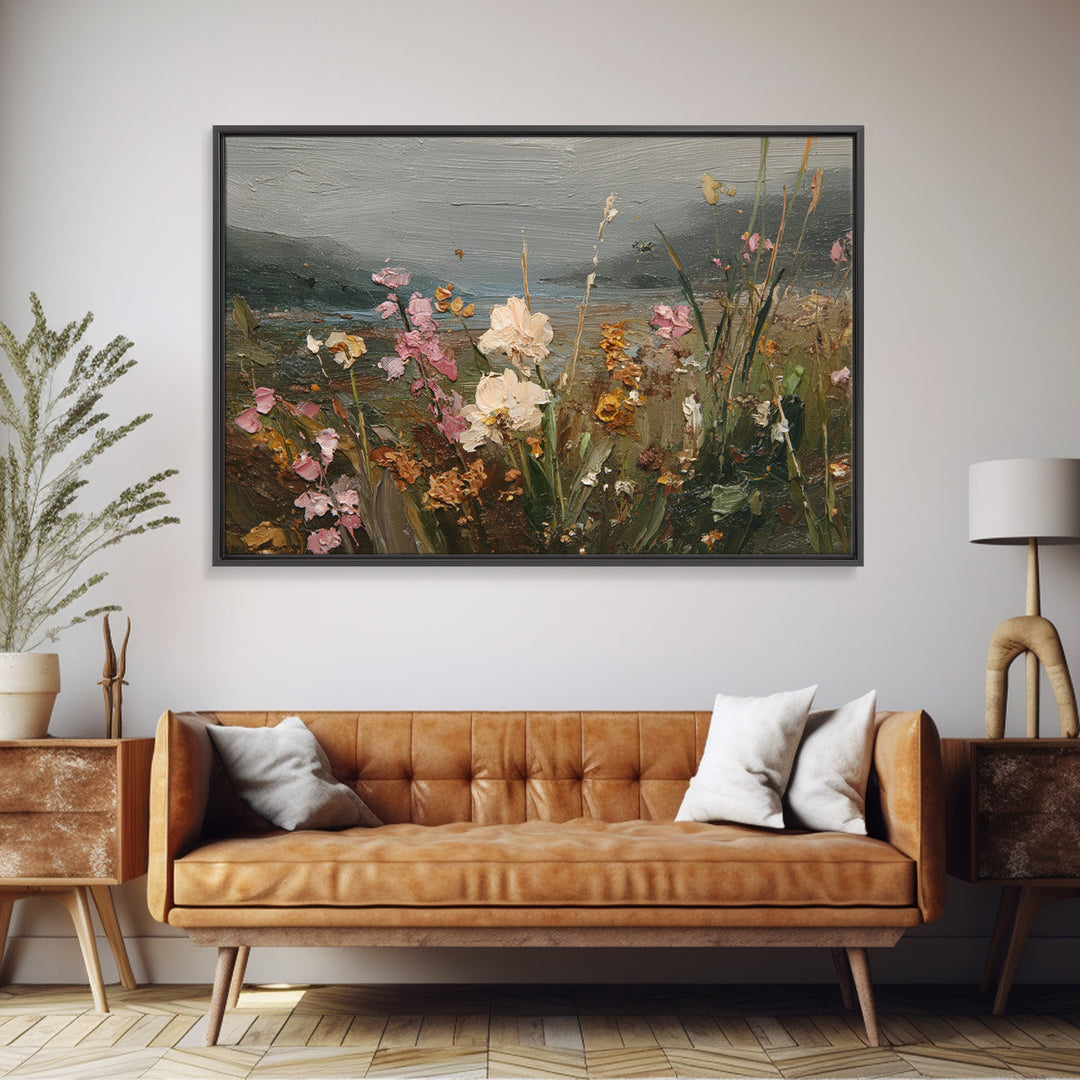 Orchid and Hummingbird Composition Canvas Print, Tropical Art, Abstract Painting, Living Room Decor, Fine Art, Tropic, TRO-3x2-38