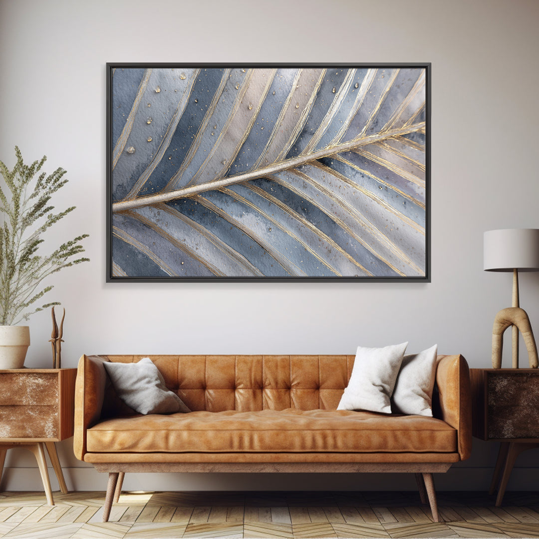 Rain Soaked Palm Leaf Closeup Canvas Print, Tropical Art, Neutral Decor, Living Room Decor, Oil Painting, Tropic, Home Decor, TRO-3x2-49