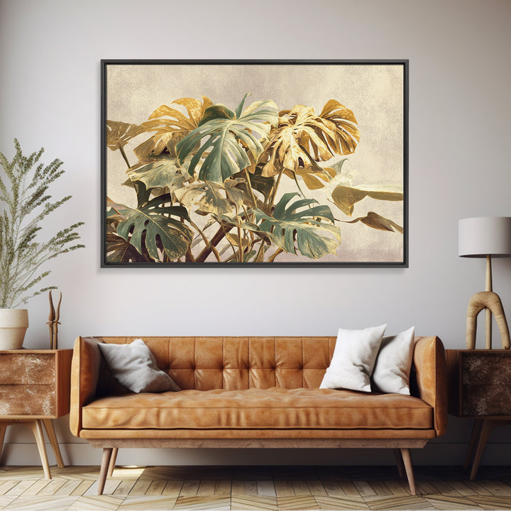 Lush Monstera Leaves Canvas Print, Tropical Art, Modern Decor, Living Room Decor, Fine Art, Tropic, Wall Decor, Digital Prints, TRO-3x2-53