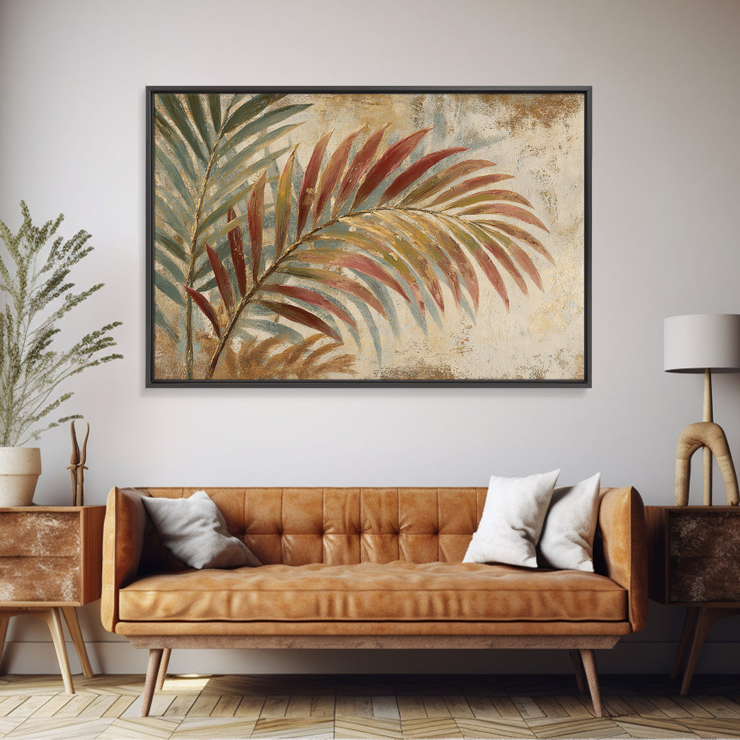 Rain Soaked Palm Leaf Closeup Canvas Print, Tropical Art, Neutral Decor, Living Room Decor, Oil Painting, Tropic, Home Decor, TRO-3x2-73