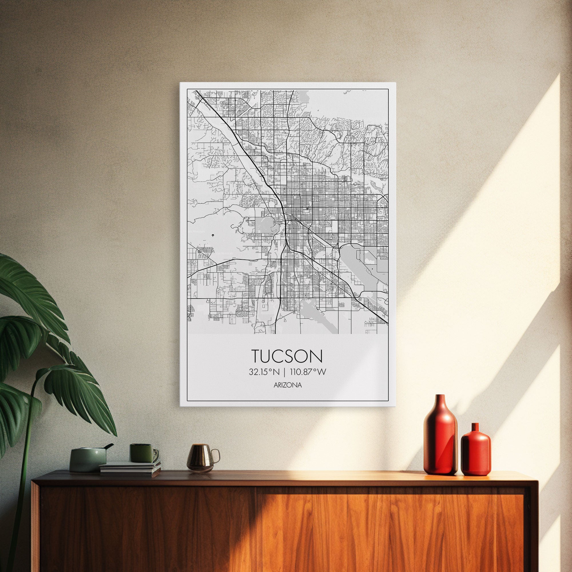 Tucson Street Map, Arizona Map, City Map Print, Modern Wall Art, Wall ...