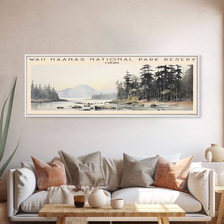 Gwaii Haanas National Park Reserve Retro Style Travel Poster - Framed Canvas Print - COUNTRY Travel Decor | Vintage Style Home Decor - Travel Print - Wall Art