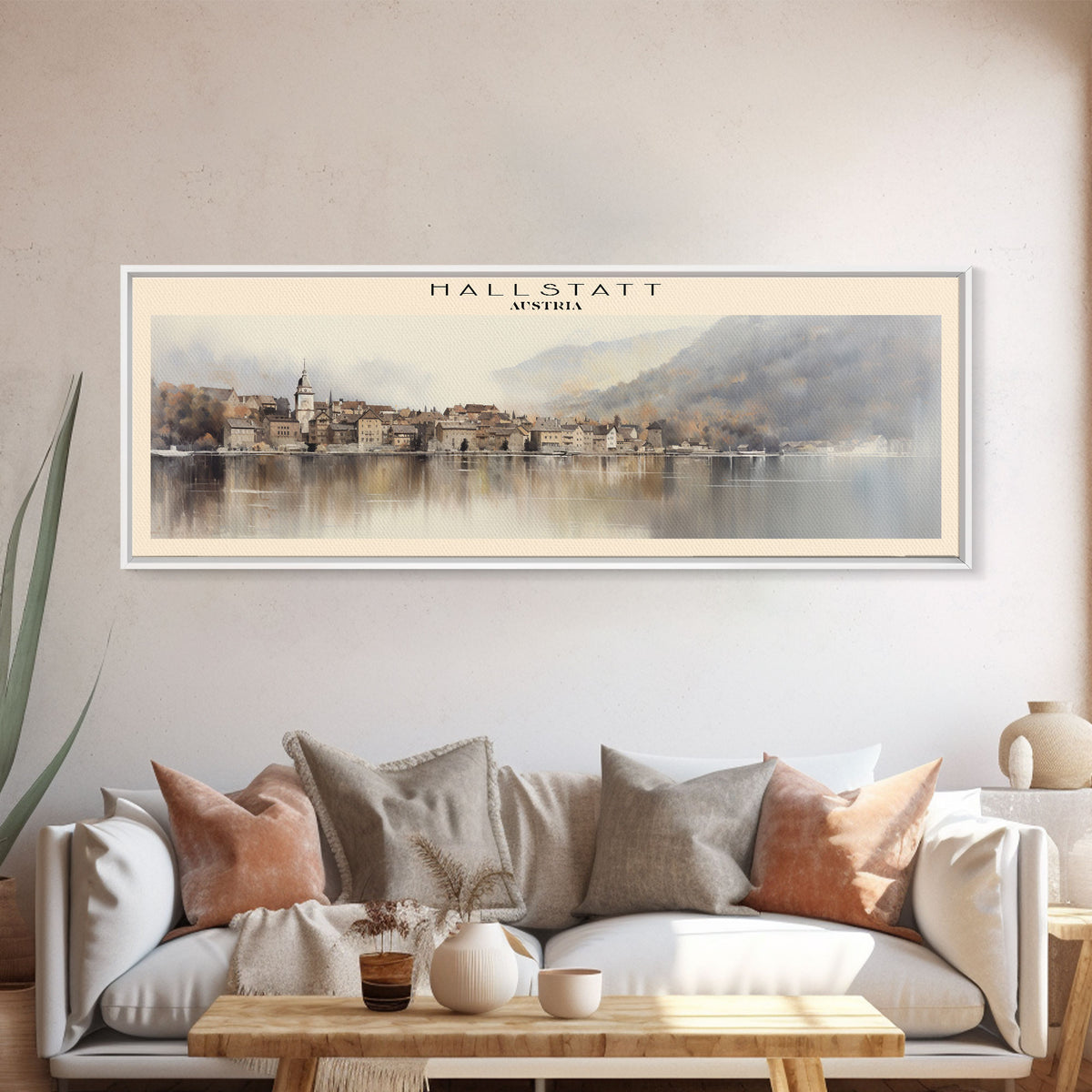 Hallstatt COUNTRY Travel Poster Print, Framed Canvas Print, COUNTRY Travel Art, Wood Framed Art, Wall Hanging, Home Decor