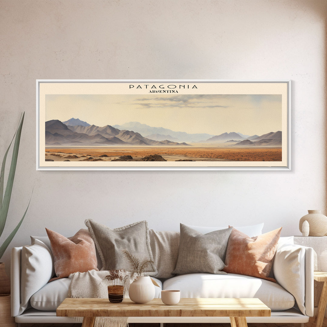 Patagonia COUNTRY Travel Poster Print, Framed Canvas Print, COUNTRY Travel Art, Wood Framed Art, Wall Hanging, Home Decor