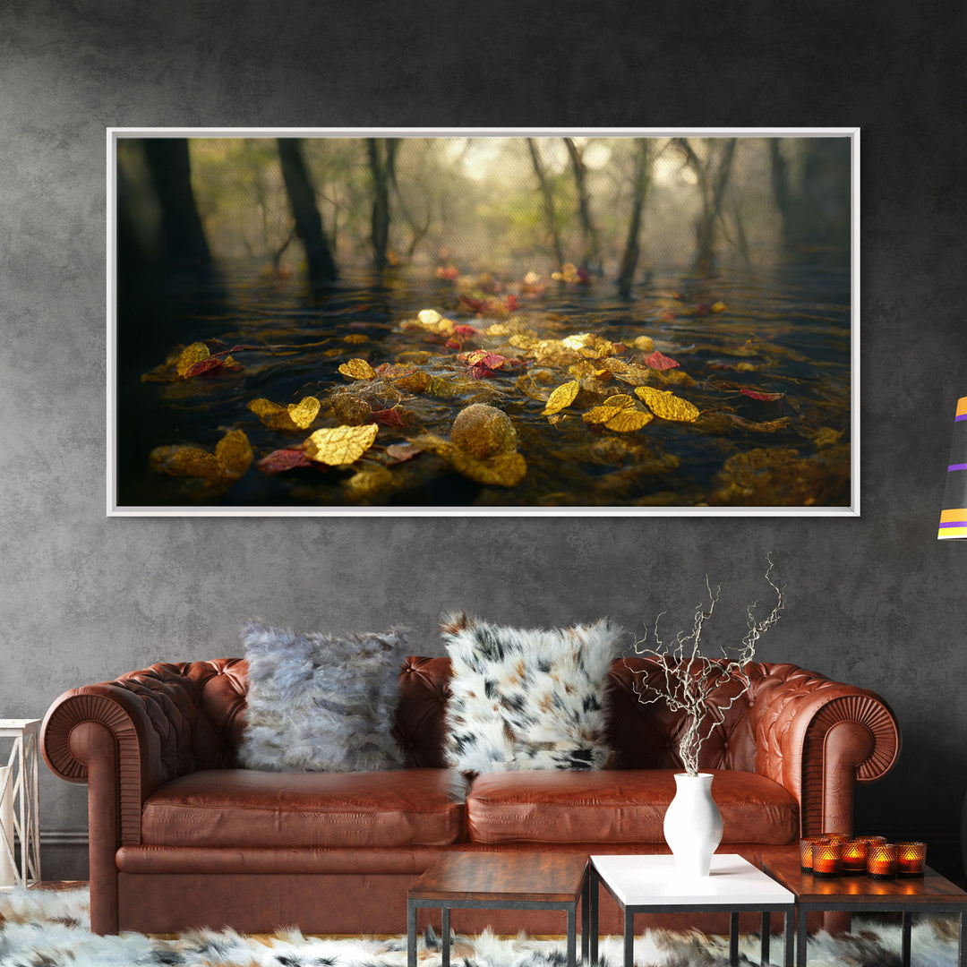 Wet Leaves Stream Forest Woods Fall Autumn Fine Art Print, Wall Art Print, Wall Décor, Wall Poster