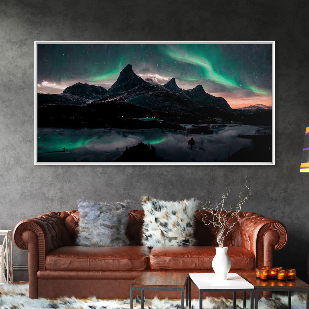 Northern Lights Fine Art Canvas Print, Aurora Wall Art , Landscape Print, Aurora Painting, Aurora Borealis Poster