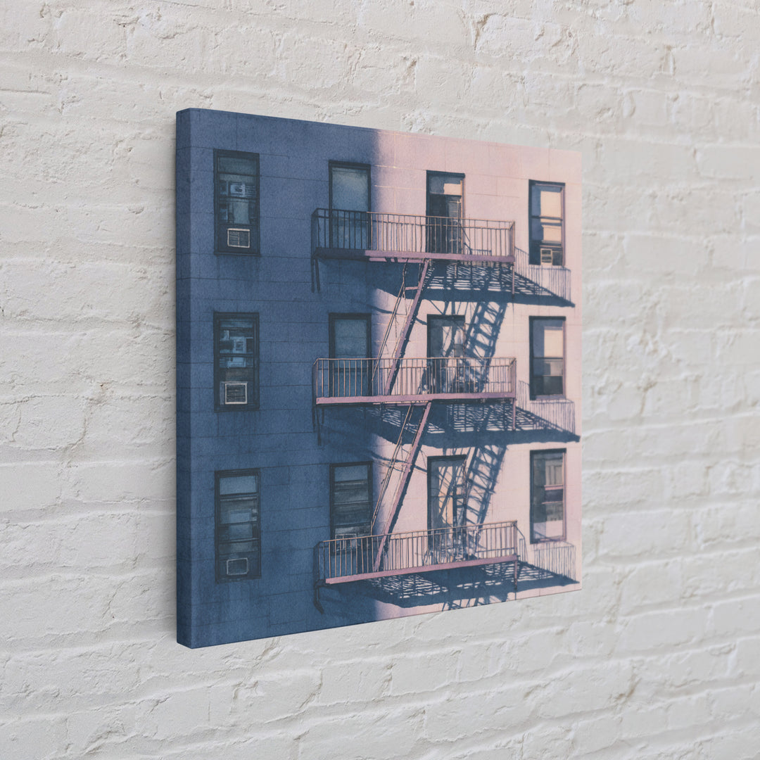 Fire Escape Silhouette Framed Canvas Print, Urban Art, African American Art, Living Room Decor, Fine Art, Urban, Gallery Decor, URB-1x1-2