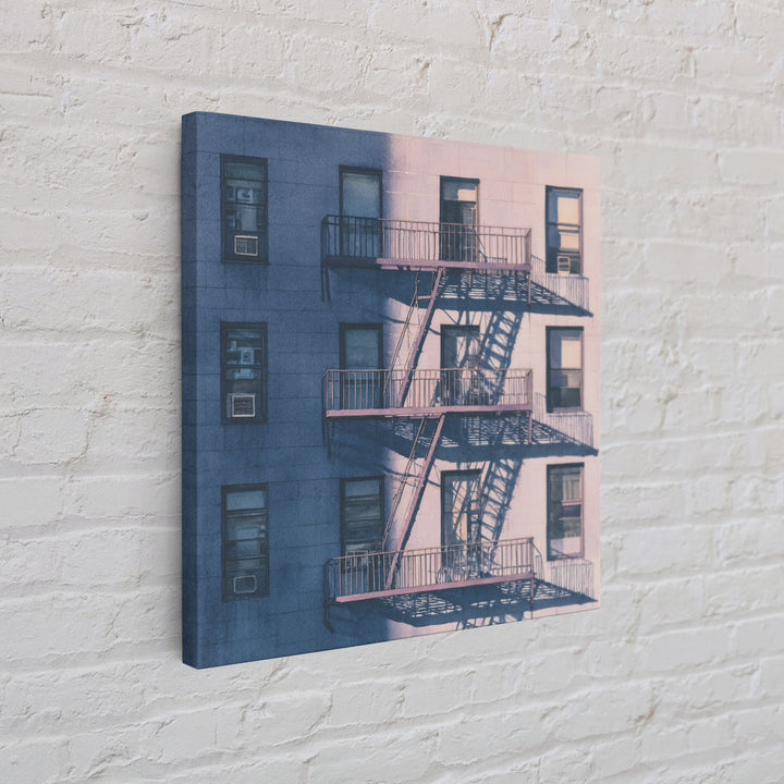 Fire Escape Silhouette Framed Canvas Print, Urban Art, African American Art, Living Room Decor, Fine Art, Urban, Gallery Decor, URB-1x1-2