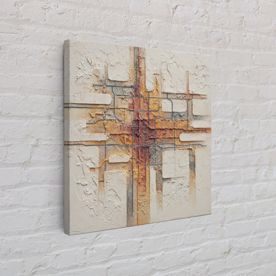 Abstract Subway Map Lines Without Labels Framed Canvas Print, Urban Art, Oil Painting, Living Room Decor, Fine Art, Urban, URB-1x1-28