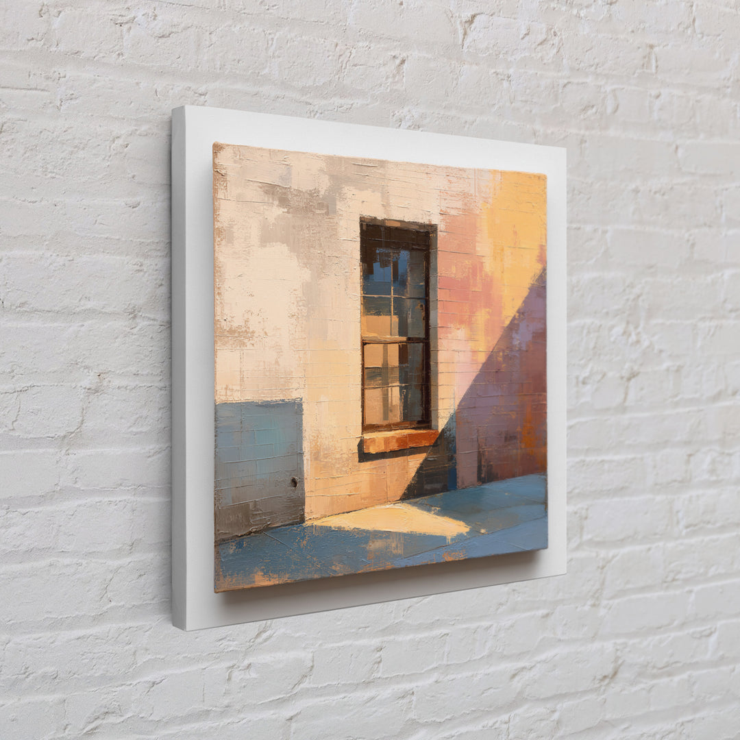 Brick Wall and Window Shadows as Geometry Framed Canvas Print, Urban Art, Fine Art Print, Living Room Decor, Fine Art, Urban, URB-1x1-29