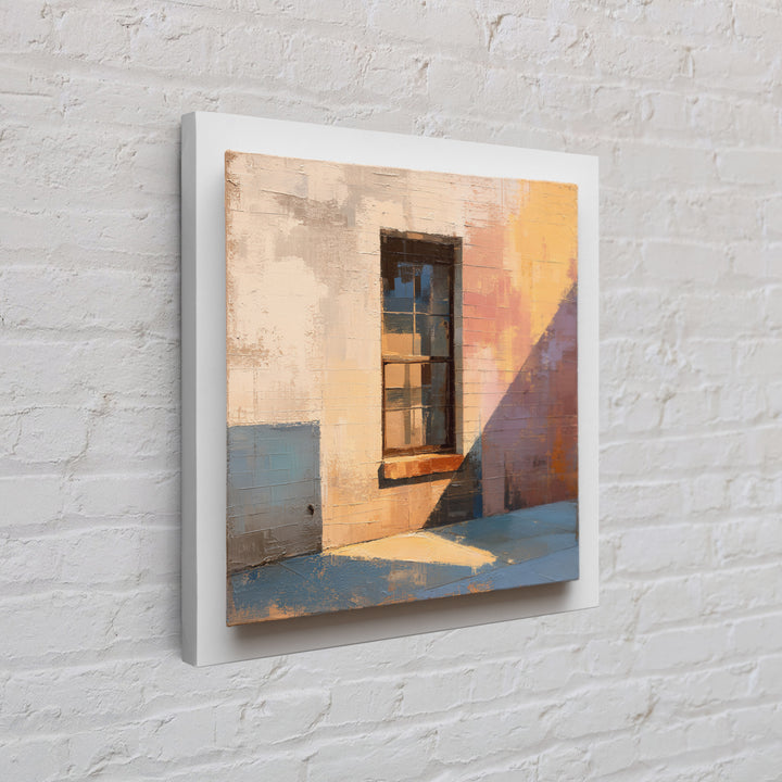 Brick Wall and Window Shadows as Geometry Framed Canvas Print, Urban Art, Fine Art Print, Living Room Decor, Fine Art, Urban, URB-1x1-29