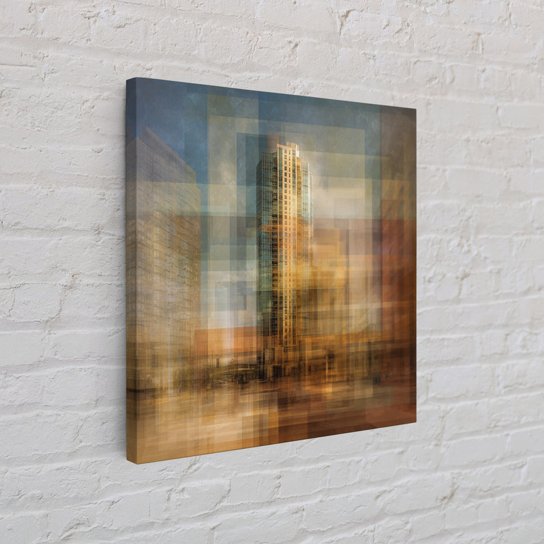 Modern Skyscraper Glass Reflections Framed Canvas Print, Urban Art, Pop Art, Living Room Decor, Fine Art, Urban, URB-1x1-38