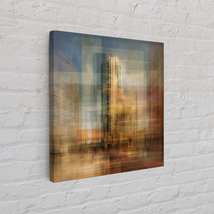 Modern Skyscraper Glass Reflections Framed Canvas Print, Urban Art, Pop Art, Living Room Decor, Fine Art, Urban, URB-1x1-38