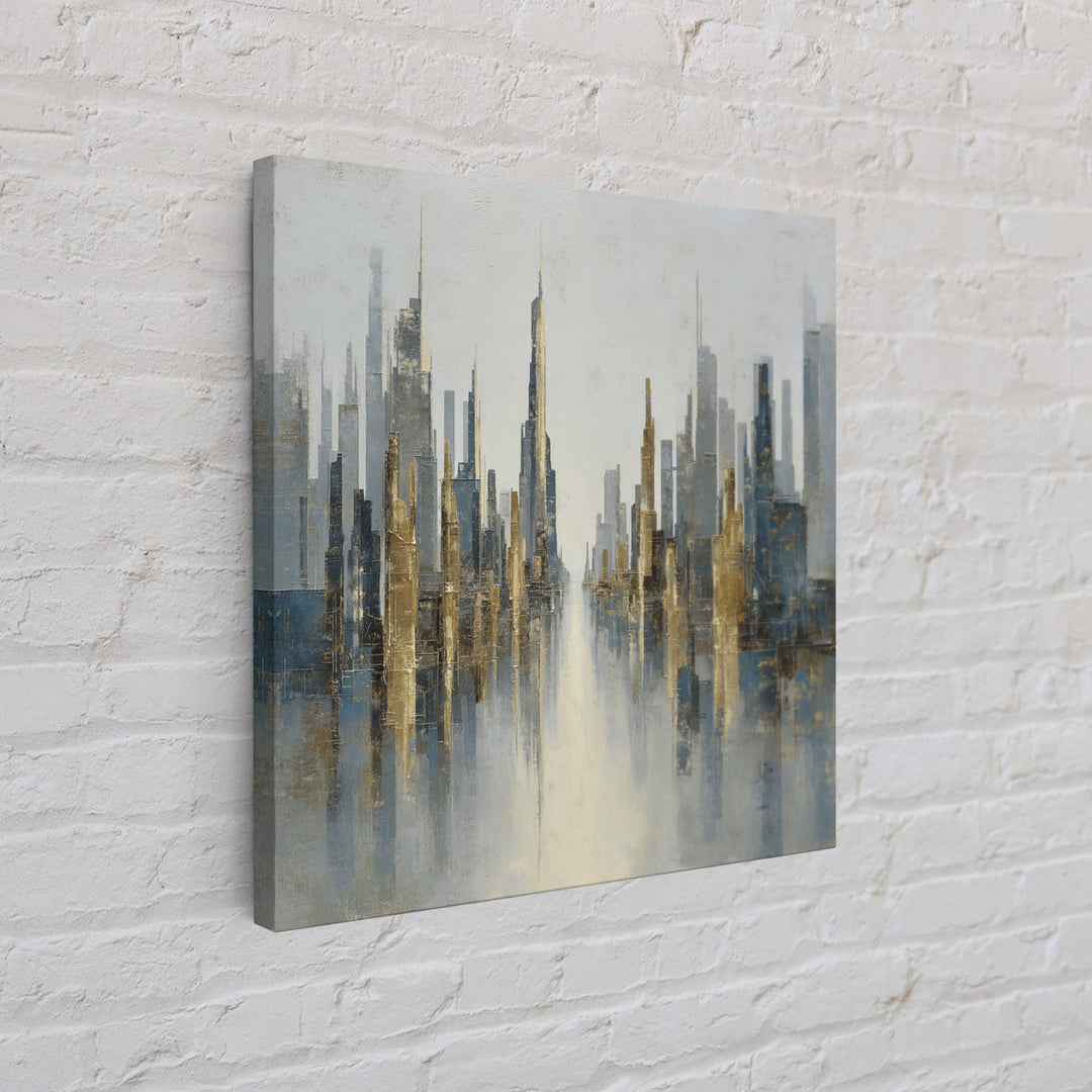 Moody City Skyline Reflected Canvas Print, Urban Art, Modern Decor, Living Room Decor, Abstract Art, Urban, Home Decor, URB-1x1-49