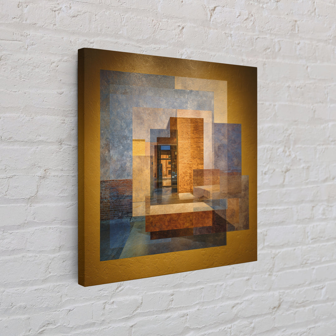 Brick Wall and Window Shadows as Geometry Framed Canvas Print, Urban Art, Fine Art Print, Living Room Decor, Fine Art, Urban, URB-1x1-53
