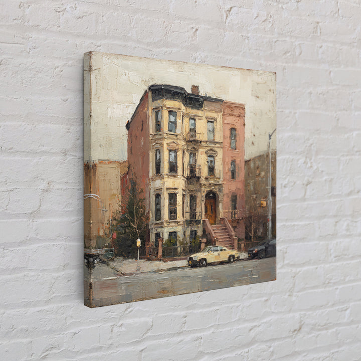 Brownstone Row in Soft Morning Light Canvas Print, Urban Art, Book Shelf Decor, Living Room Decor, Urban, Modern Decor, URB-1x1-60