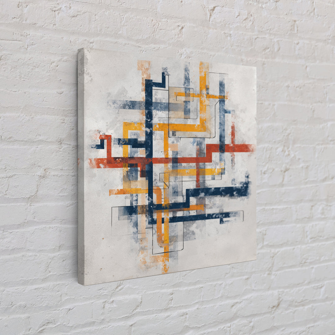 Abstract Subway Map Lines Without Labels Canvas Print, Urban Art, Canvas Painting, Living Room Decor, Abstract Art, Urban, URB-1x1-76