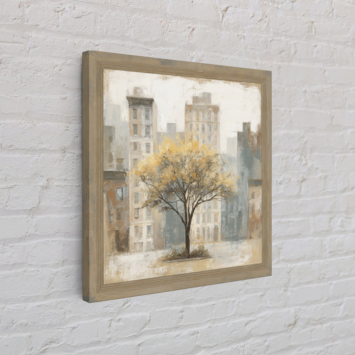 City Park Tree Framed by Buildings Canvas Print, Urban Art, Basketball Wall Art, Living Room Decor, Fine Art, Urban, URB-1x1-90