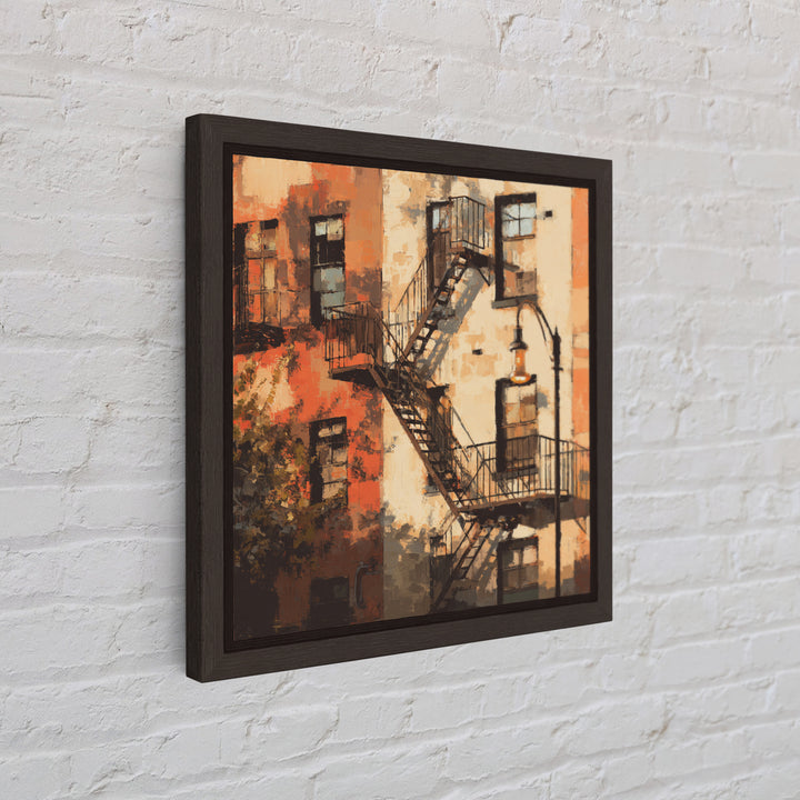 Fire Escape Silhouette Canvas Print, Urban Art, Boho Decor, Living Room Decor, Fine Art, Urban, Digital Prints, URB-1x1-98