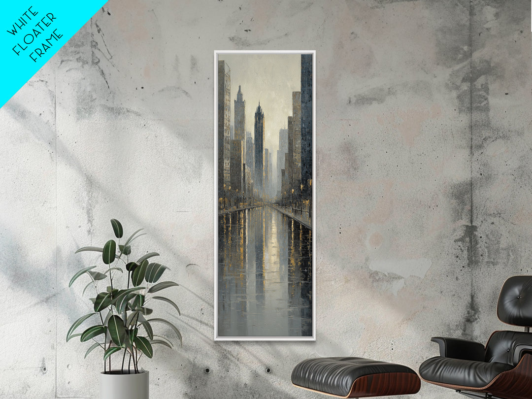 Moody City Skyline Reflected Canvas Print, Urban Art, Statement Artwork, Living Room Decor, Fine Art, Urban, Wall Decor, URB-1x3-13