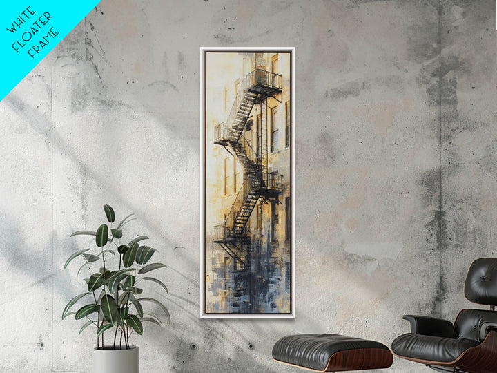 Fire Escape Silhouette Canvas Print, Urban Art, Black Girl Wall Art, Living Room Decor, Fine Art, Urban, Art Print, URB-1x3-38