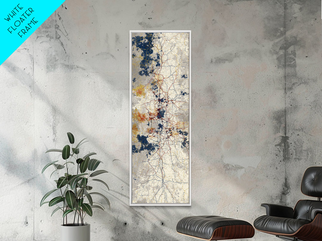 Abstract Subway Map Lines Without Labels Framed Canvas Print, Urban Art, Canvas Wall Art, Living Room Decor, Abstract Art, URB-1x3-64