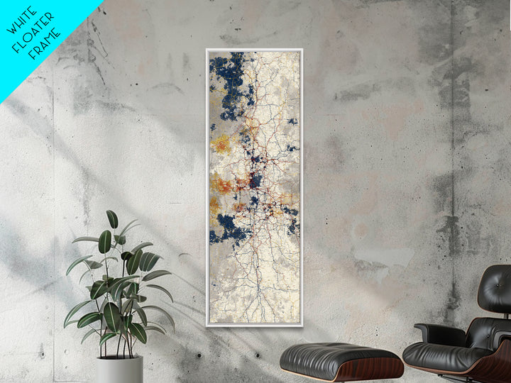 Abstract Subway Map Lines Without Labels Framed Canvas Print, Urban Art, Canvas Wall Art, Living Room Decor, Abstract Art, URB-1x3-64