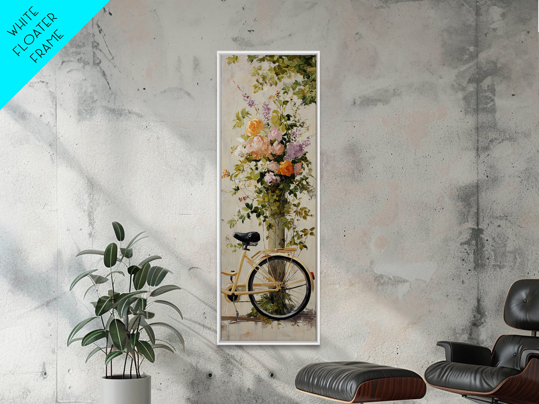 Bicycle Locked to Post Canvas Print, Urban Art, Pop Art, Living Room Decor, Watercolor Art, Urban, Textured Painting, URB-1x3-99
