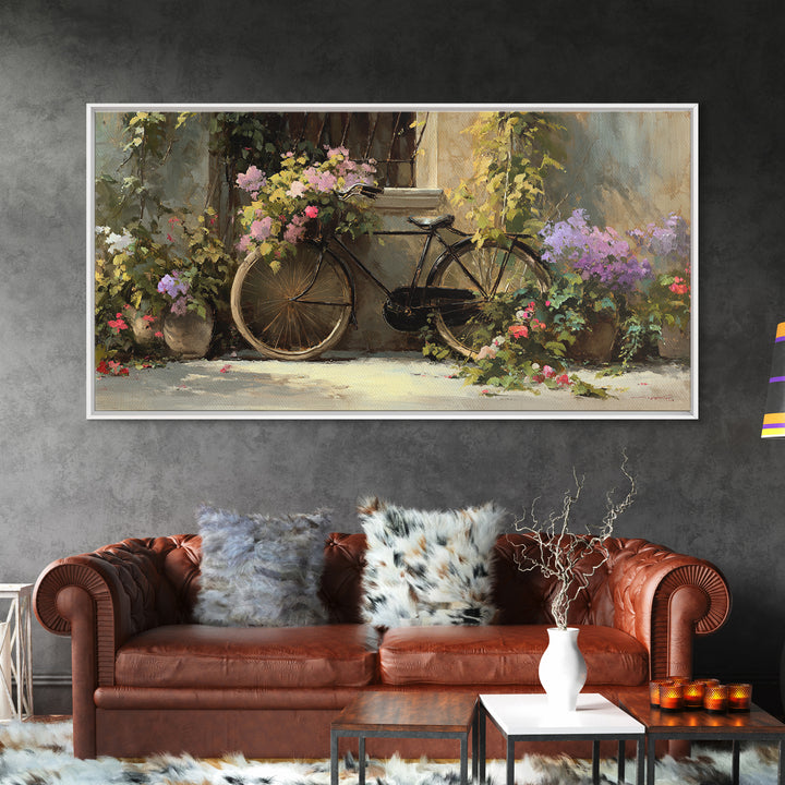 Bicycle Locked to Post Framed Canvas Print, Urban Art, African American Art, Living Room Decor, Fine Art, Urban, Gallery Decor, URB-2x1-11