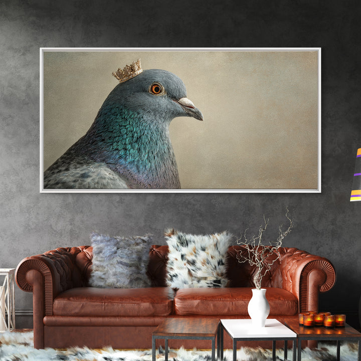 Urban Pigeon Portrait Framed Canvas Print, Urban Art, Minimalist Decor, Living Room Decor, Fine Art, Urban, Textured Wall Art, URB-2x1-28