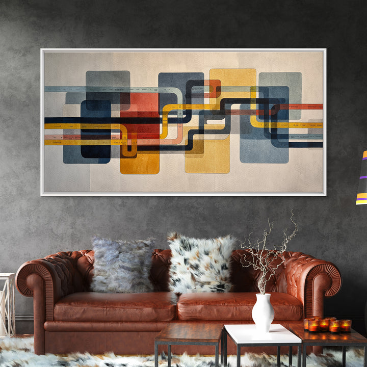 Abstract Subway Map Lines Without Labels Canvas Print, Urban Art, Wall Decor, Living Room Decor, Abstract Art, Urban, URB-2x1-48