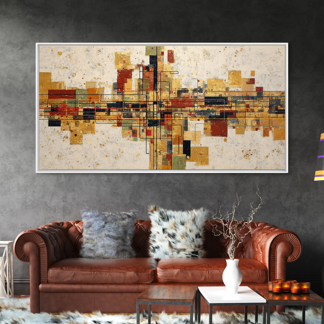 Abstract Subway Map Lines Without Labels Framed Canvas Print, Urban Art, Original Art, Living Room Decor, Abstract Art, Urban, URB-2x1-72