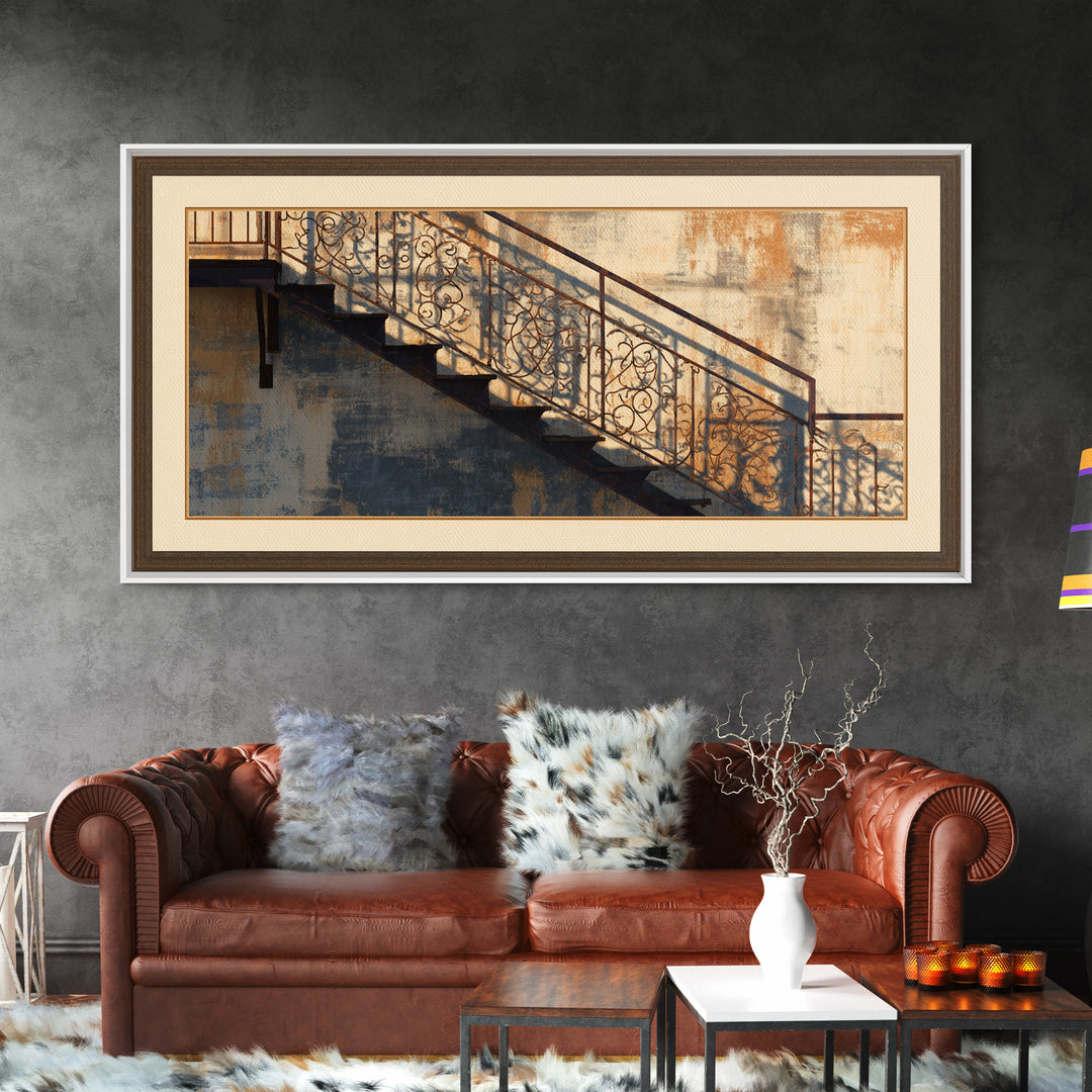 Fire Escape Silhouette Canvas Print, Urban Art, Wall Decor, Living Room Decor, Fine Art, Urban, Living Room Wall Art, URB-2x1-94