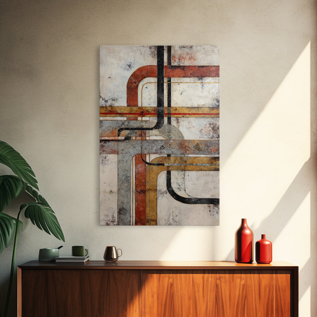 Abstract Subway Map Lines Without Labels Framed Canvas Print, Urban Art, Wall Art, Living Room Decor, Abstract Art, Urban, URB-2x3-60